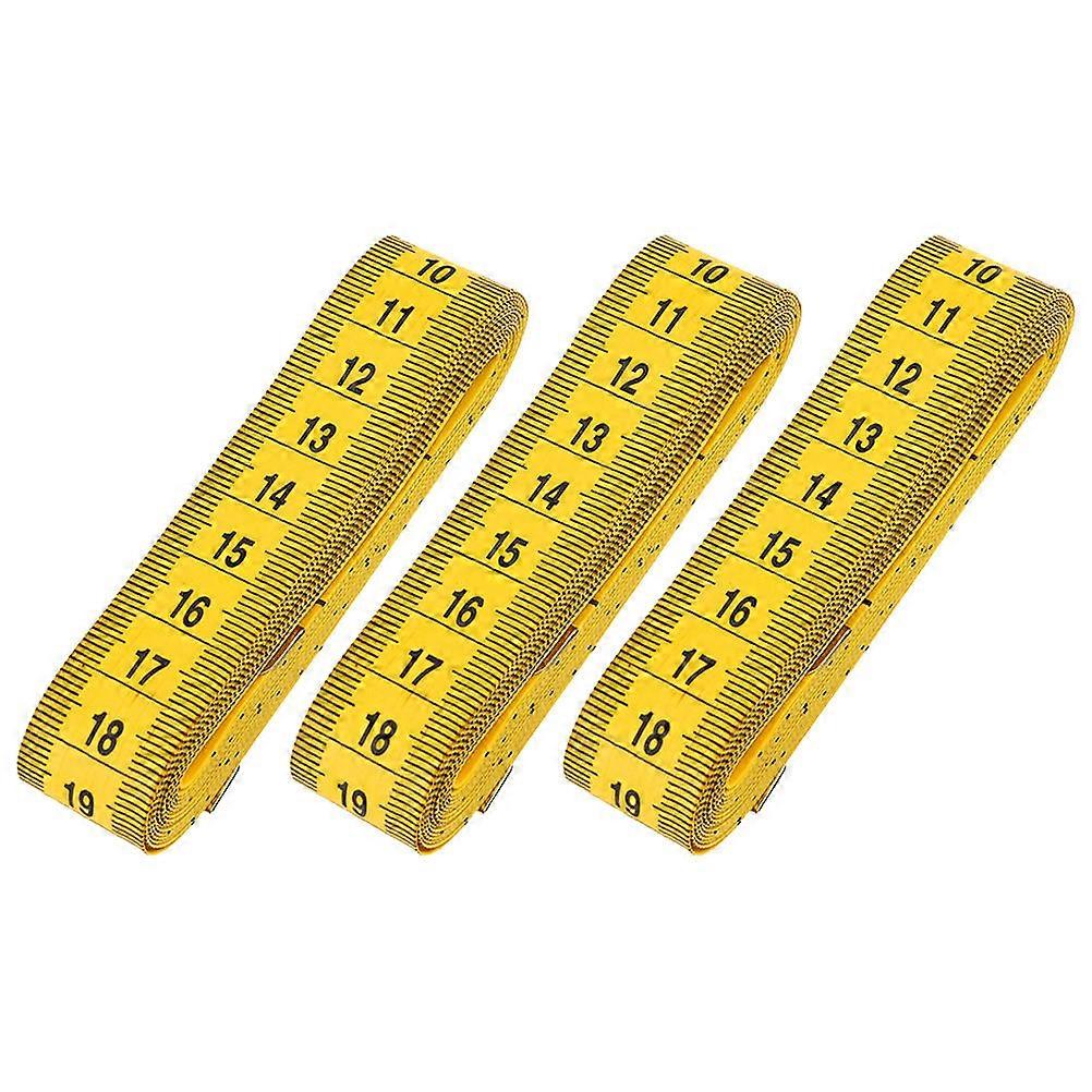 Yellow Flexible Tape Measure for Home Use Made of Synthetic Material 3pcs