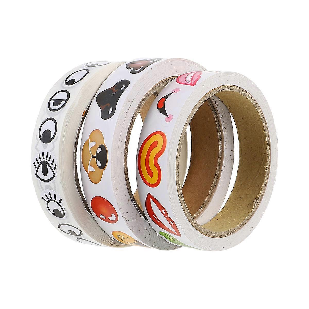 Cartoon Embellishments Face Eyes Nose Mouth Stickers Kids Diy Projects Paper 10.00X10.00X2.00cm 3 Rolls