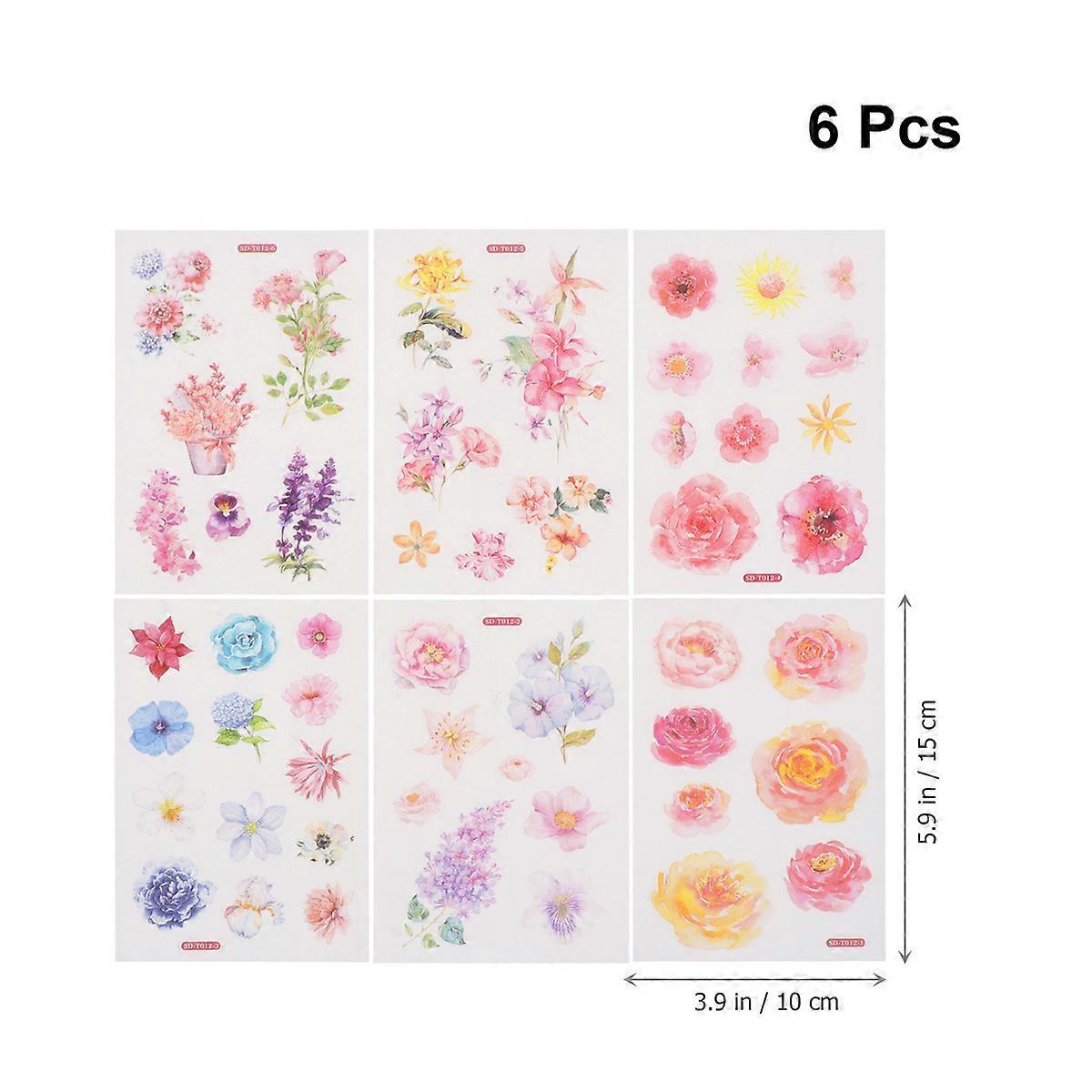 Stickers For Journaling Hand Account Stickers Stationery Note Decoration Washi Paper 15*10cm 6 Sheets