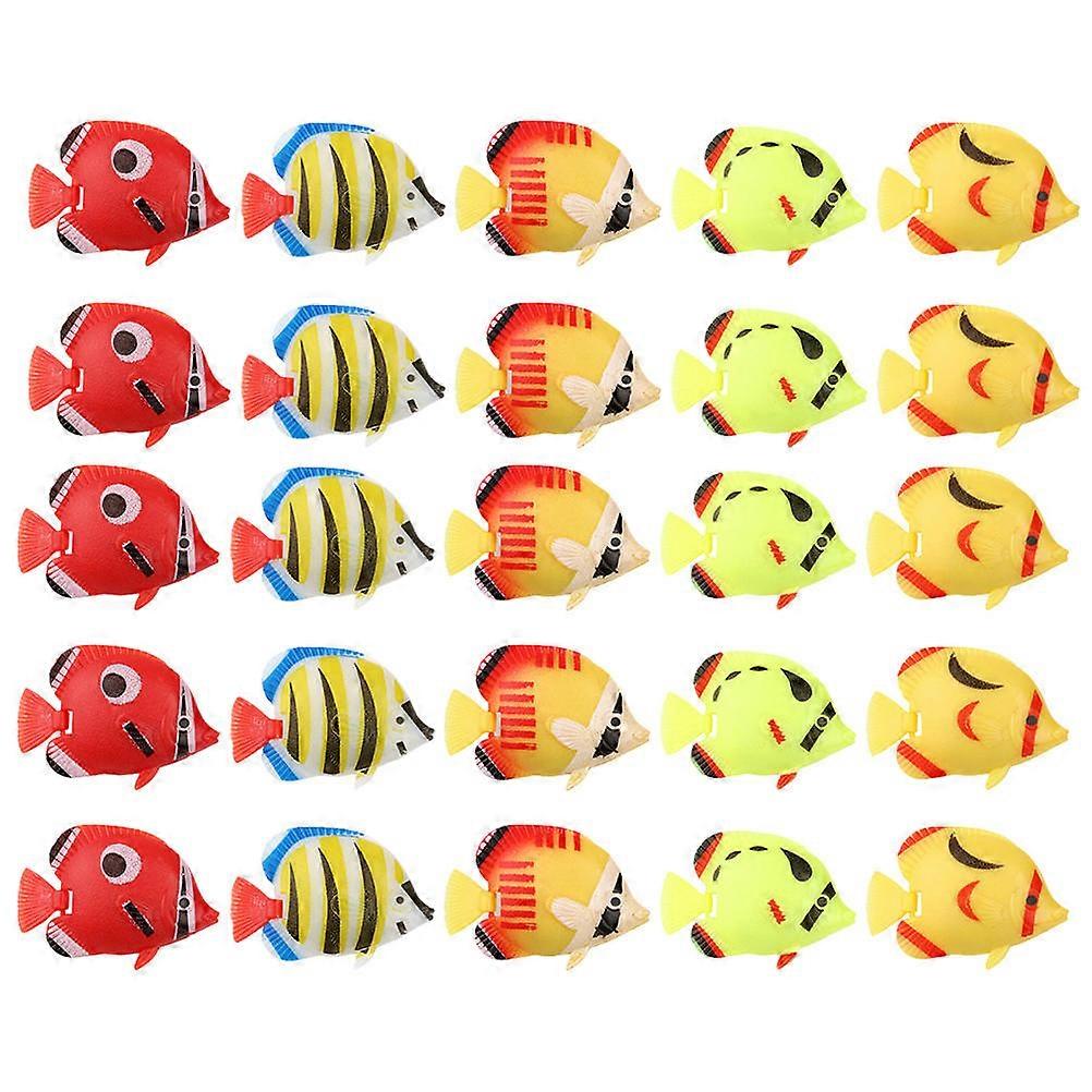 Aquatic Decoration Lifelike Plastic Artificial Floating Fish Ornament Random Style 4.5X3CM 25Pcs