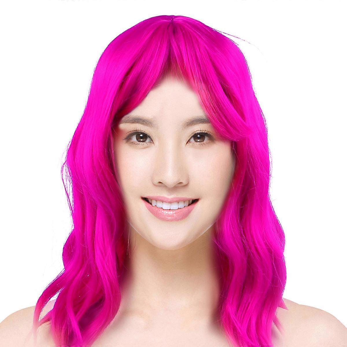 Synthetic Wigs For Women Short Curly Wig Modify Hairstyle Pink Color Heat Resistant 1Pack