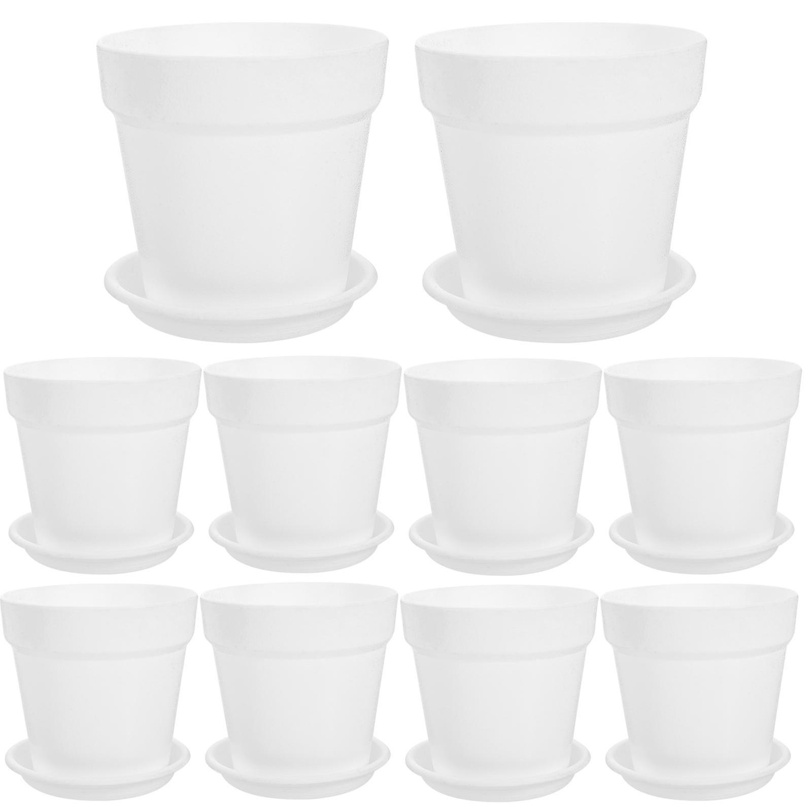 Flower Planting Container Plastic Pots With Tray For Cactus Plants Courtyard Use 9.10X9.10X1.40CM 10Sets