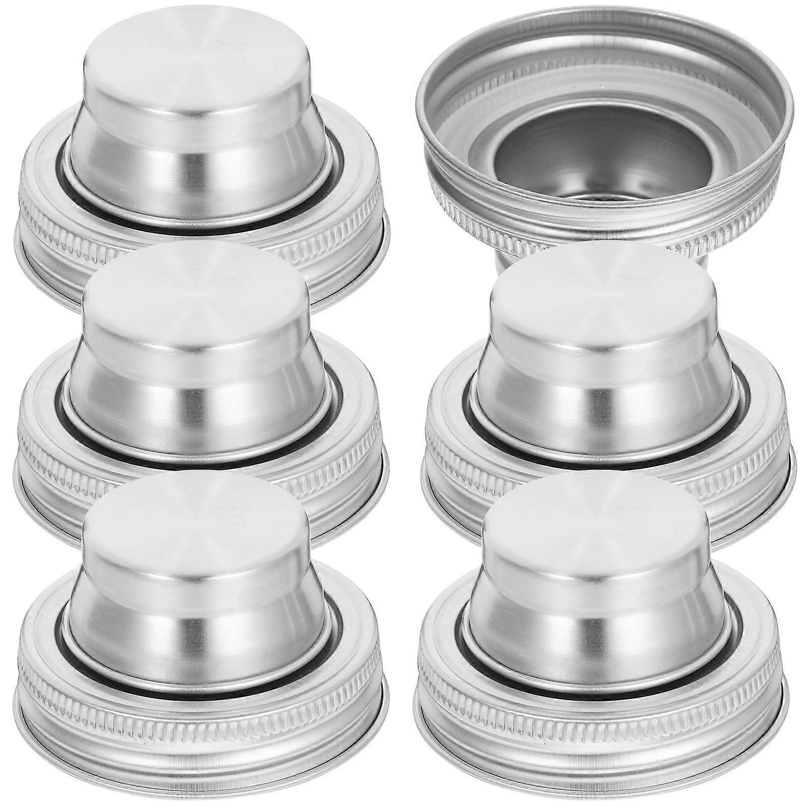 Jar Shaker Lids Caps Mason Jar Lids For Wide Mouth Home Users Round Silver 6Pcs