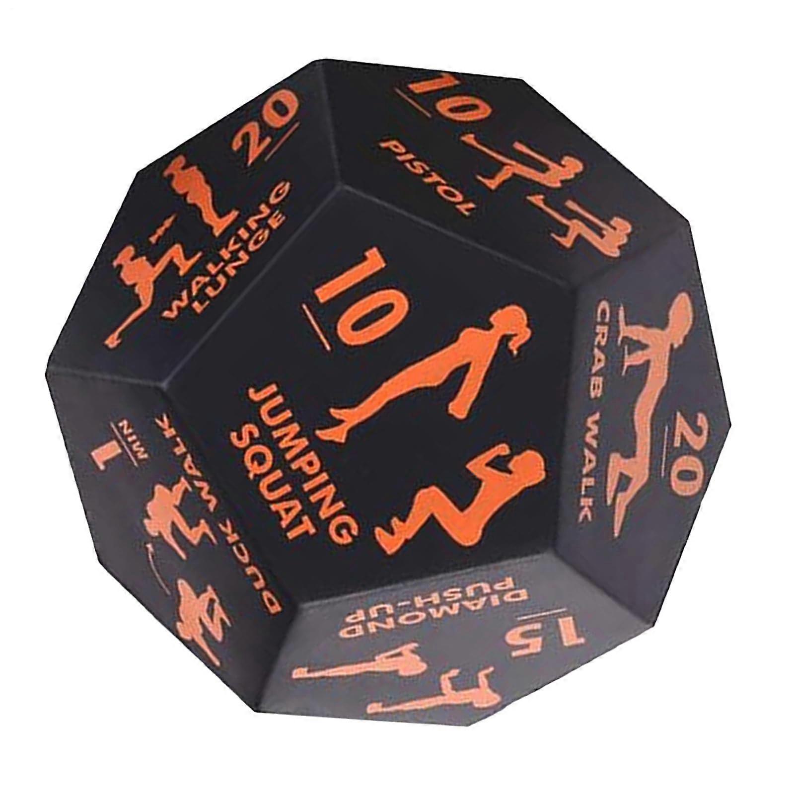 Physikalische Übungswürfel 12-Sided Exercise Dice Game for Group Fitness - Squats, Stretching, Yoga and Jumping, Orange