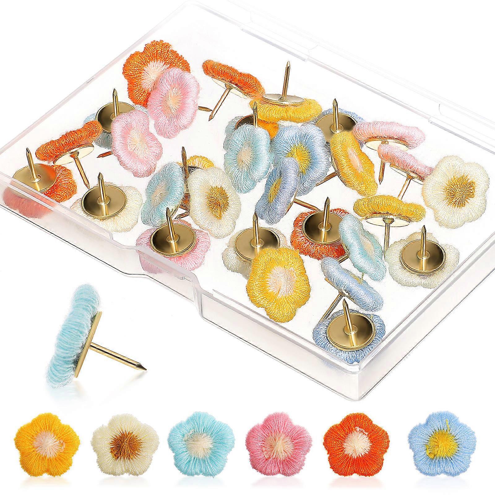 Flower Push Pins Decorative Tacks And Push Pins Bulletin Board Accessories 30Pcs