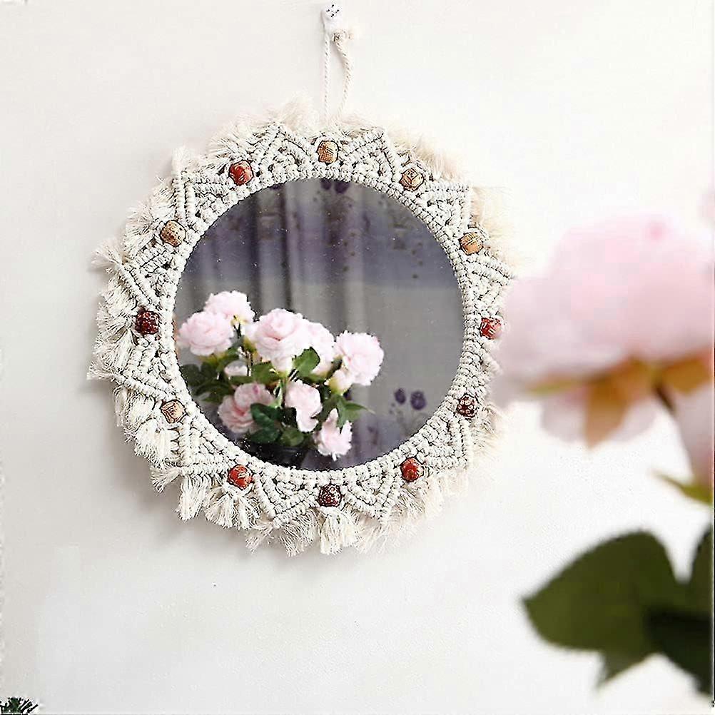 Bohemian Round Fringe Hanging Mirror - Macrame Tapestry - Bedroom Wall Decor