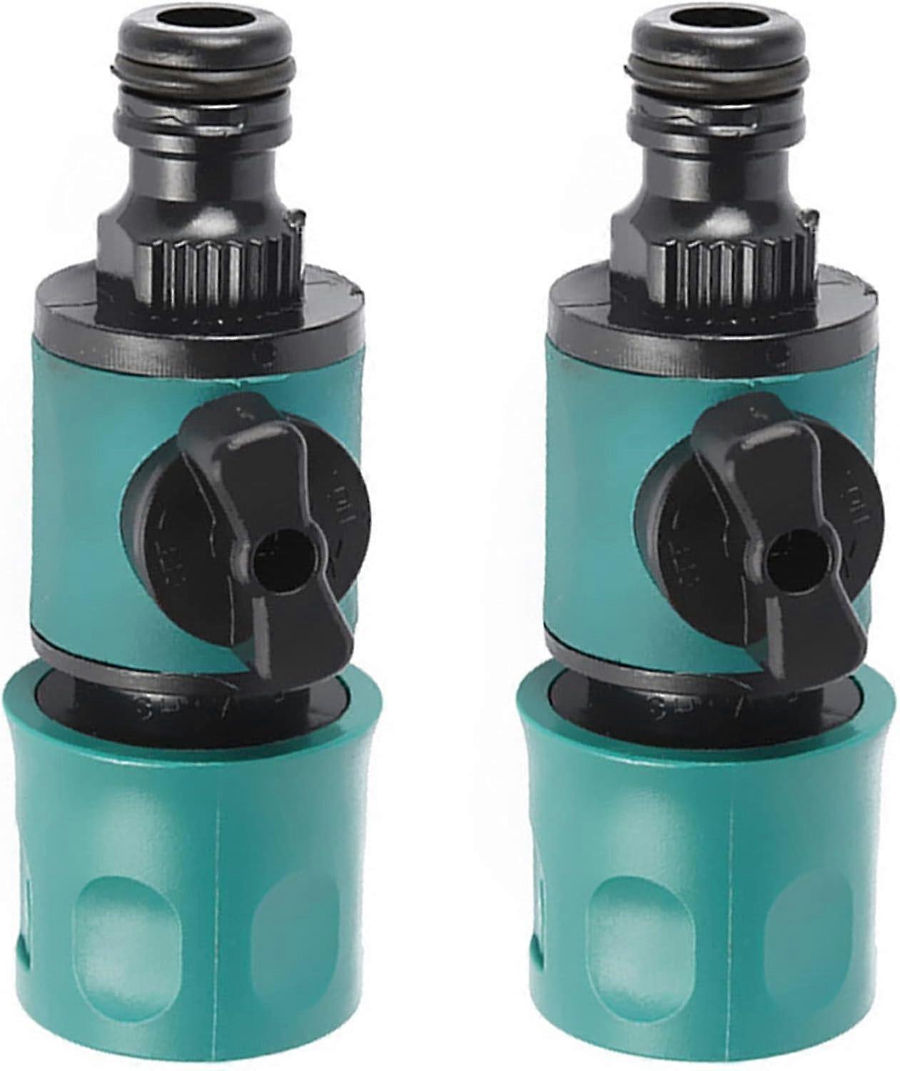 Set of 2 Garden Hose Connector Extensions - Quick Water Connector with Valve for Hose - Garden Tool Connection - Hose Connection - Individual Connect