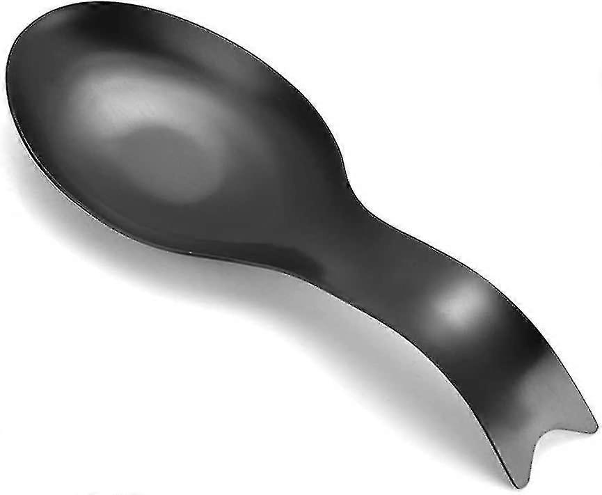 Rustfri Stål Ske med Holder (Sort, 1 stk)