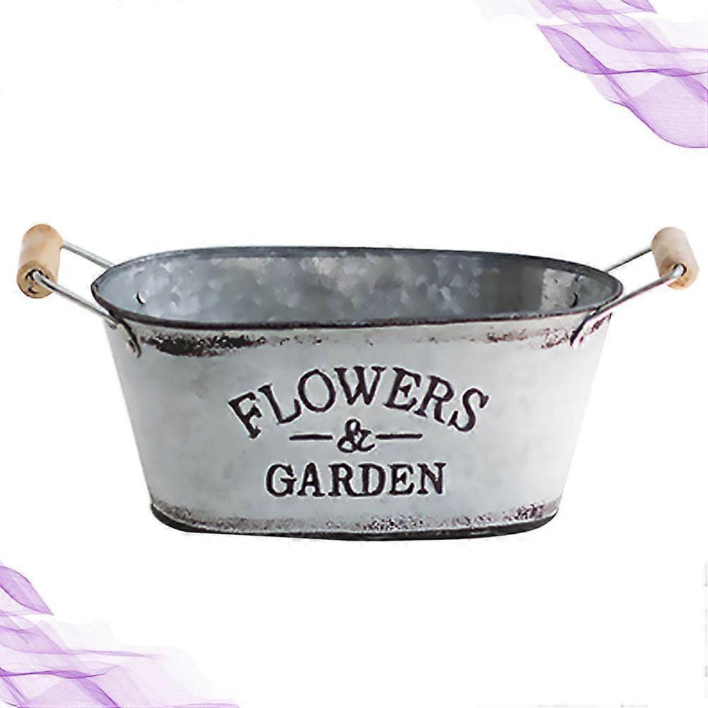 Rustic Vintage Iron Bucket Succulent Planter Creative European Style Decorative Flower Pot for Indoor Outdoor Balcony Garden Use