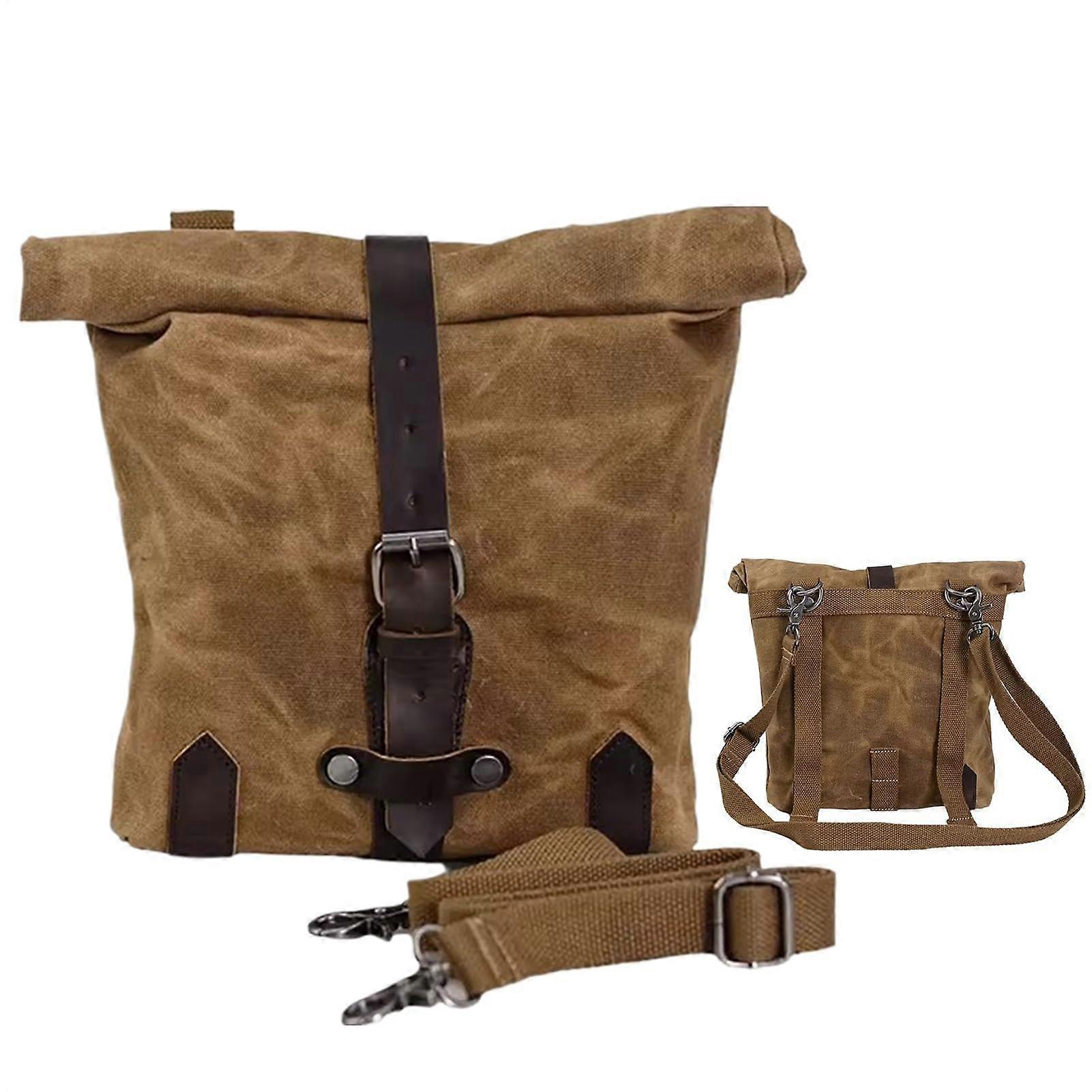 Motorcycle Handlebar Bag Retro Khaki Saddlebag, Compact Tool Pouch and Maintenance Bag for Travel and Daily Use