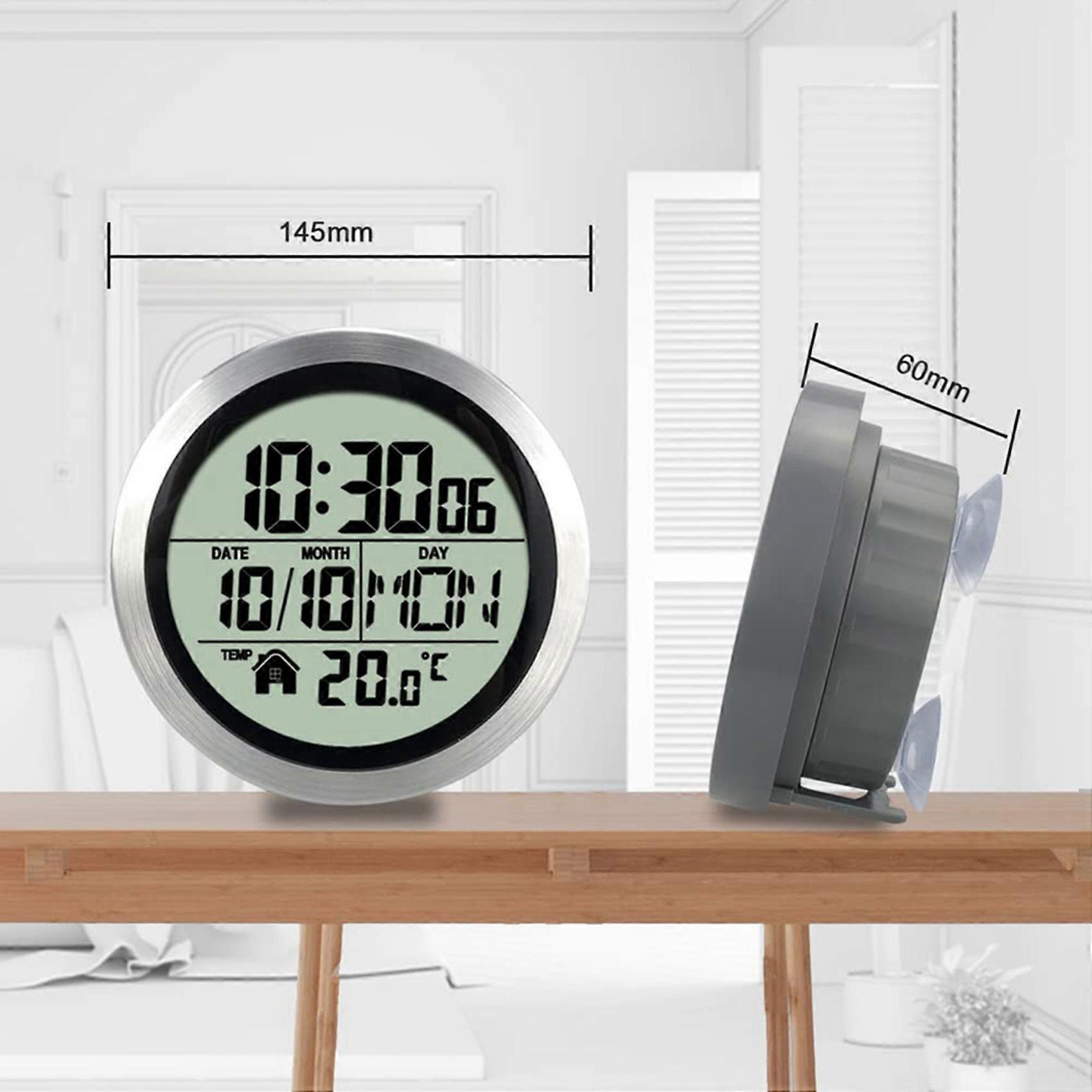 2X Digital Shower Clock Waterproof, Bathroom Timer Clock, Digital Kitchen Wall Clock, No Punching Su