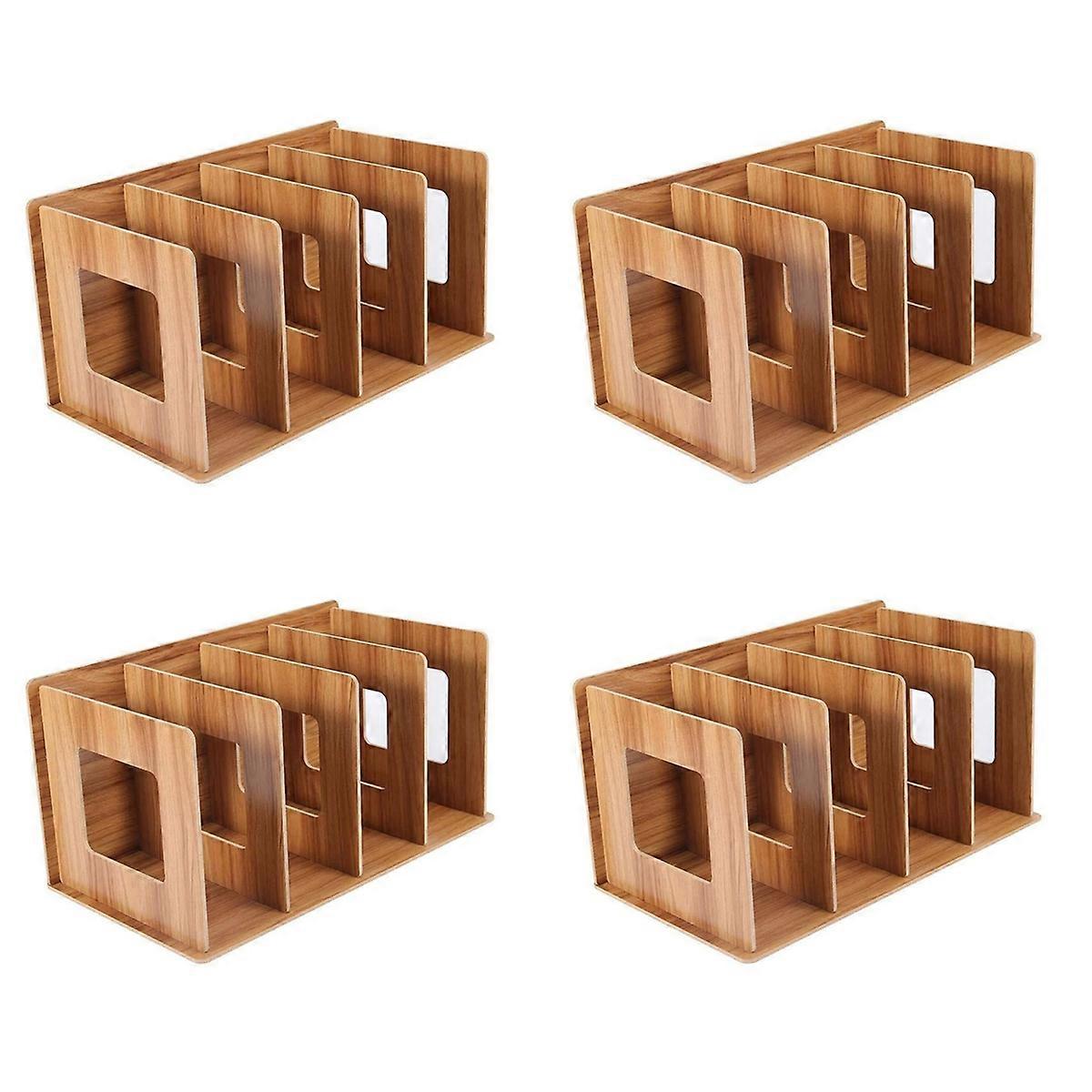 Detachable Wooden 4 Sections Storage Rack Box Board DIY CD DVD Stand