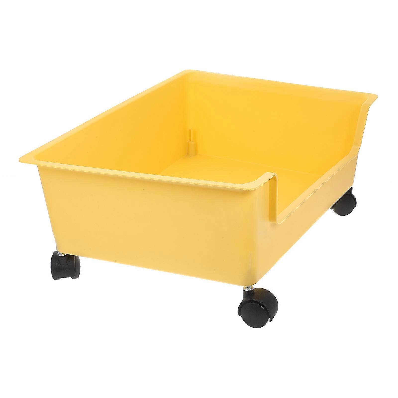 Organizing Cart Plastic Storage Organizer Rolling Cart with Wheel Sundries Storage Case Container Book Storage Yellow 39.00X28.50X12.00CM 1Pcs