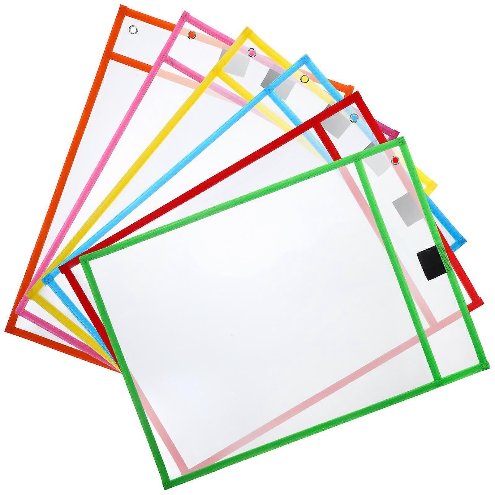 Clear Sheet Protectors, 6pcs, Loose Leaf File Covers, Easy Clean, Home Office School Use, Assorted Colors