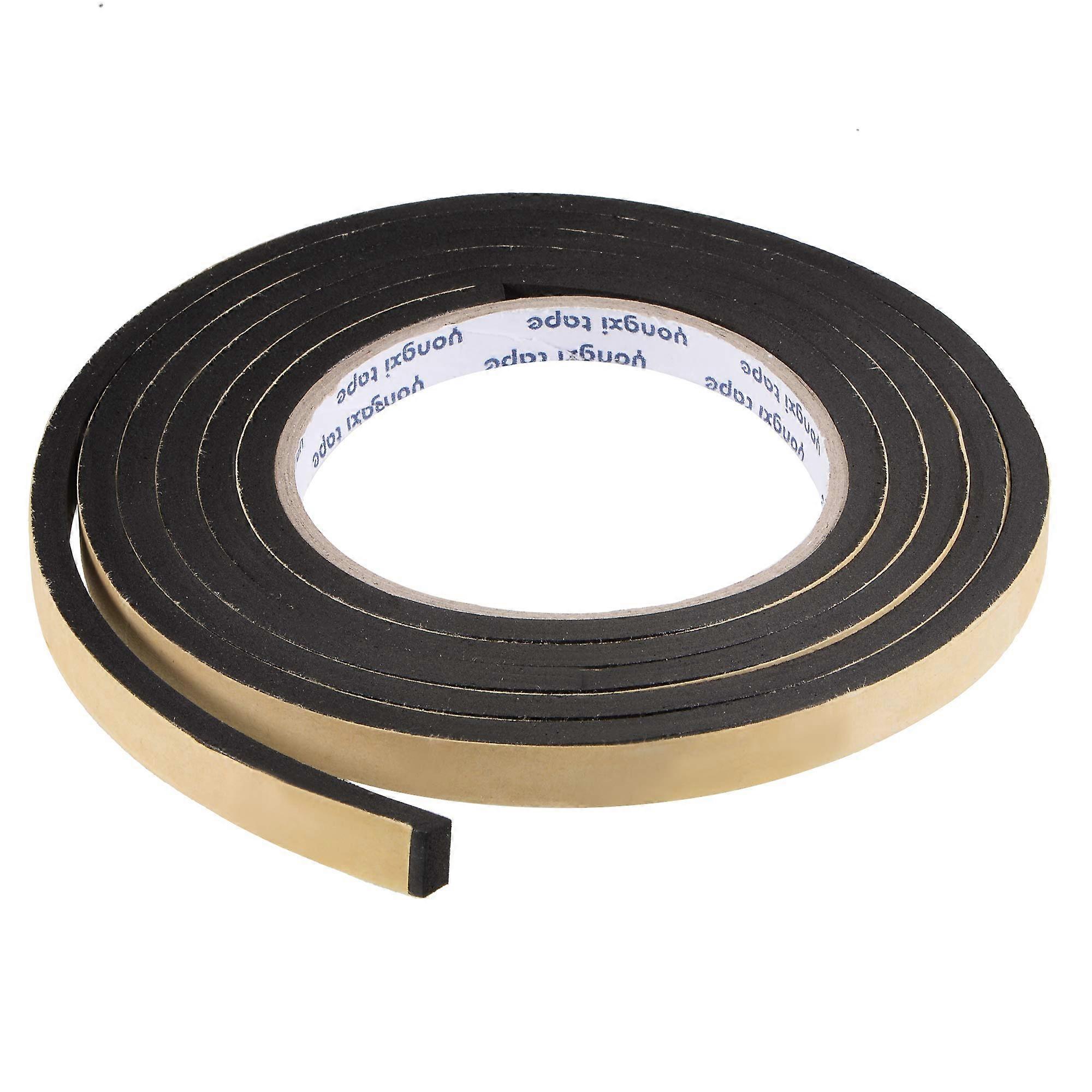 10 mm wide, 5 mm thick, 2 m / 6.56 ft long selfadhesive EVA foam sealing tape for insulating windows and doors.