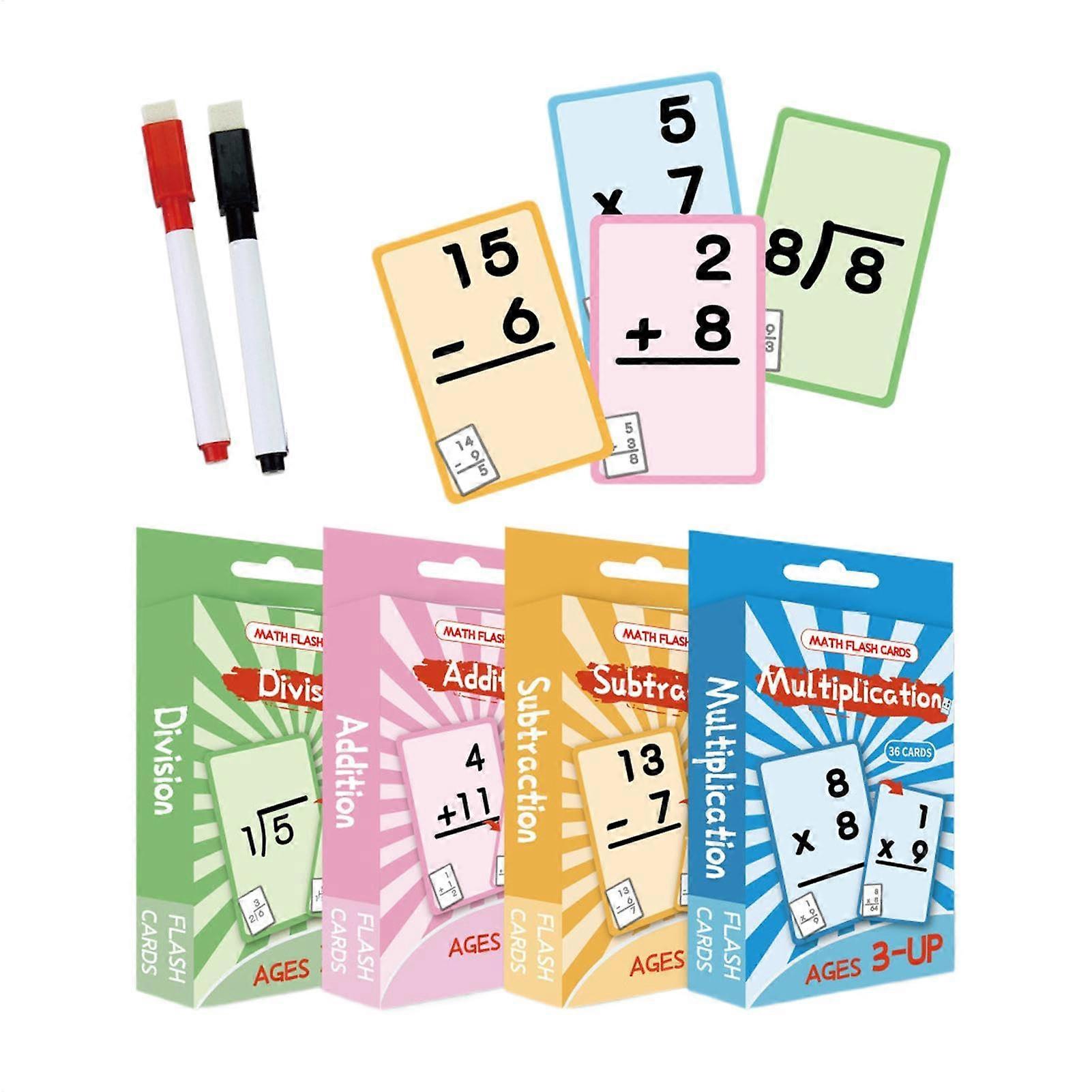 Multiplication Flashcards, Homeschooling, Dry Erase Math Learning Tool for Kids Aged 6