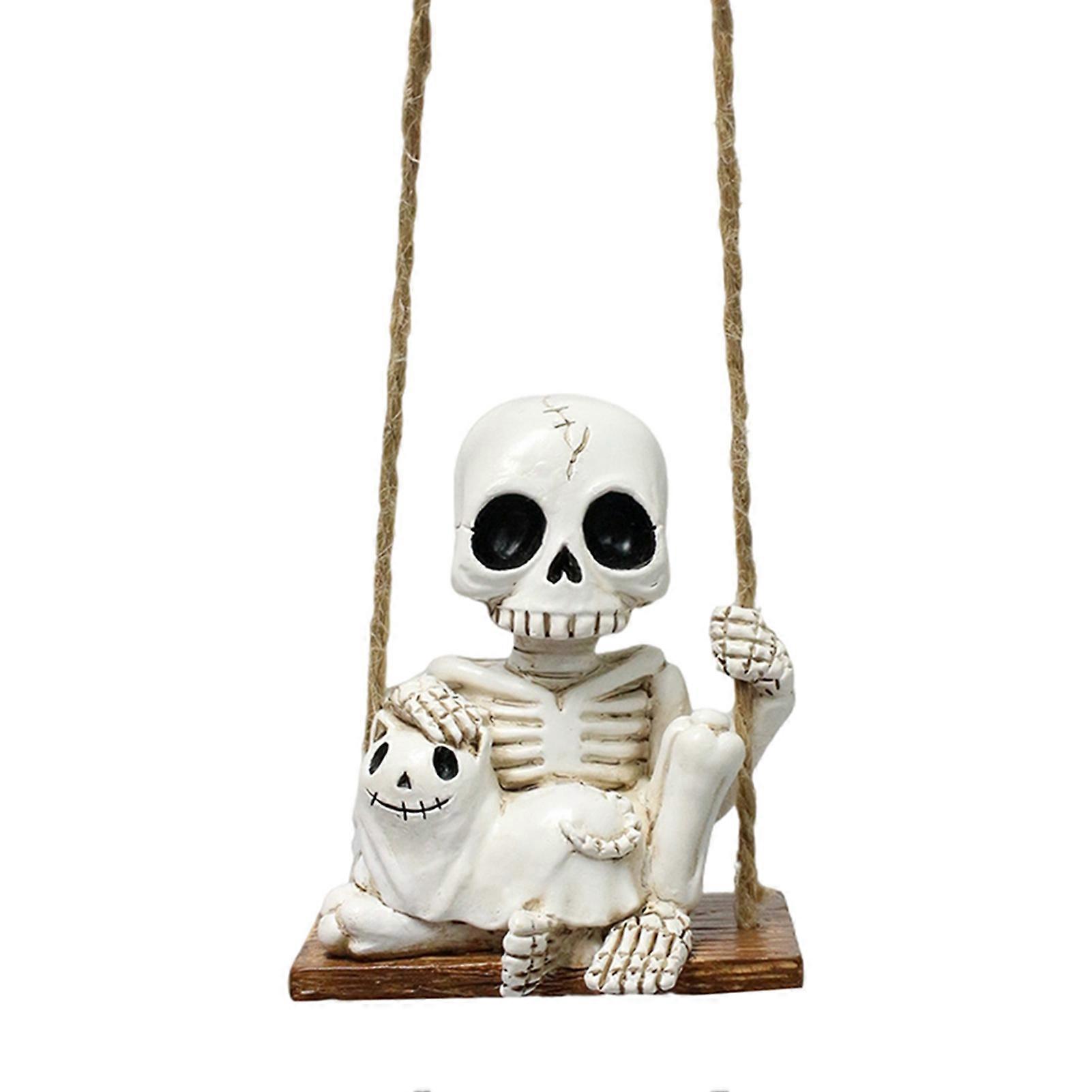 Swing Skull Statue for Garden Resin Ghosts Figurine Ornaments for Garden Patios Decoration: