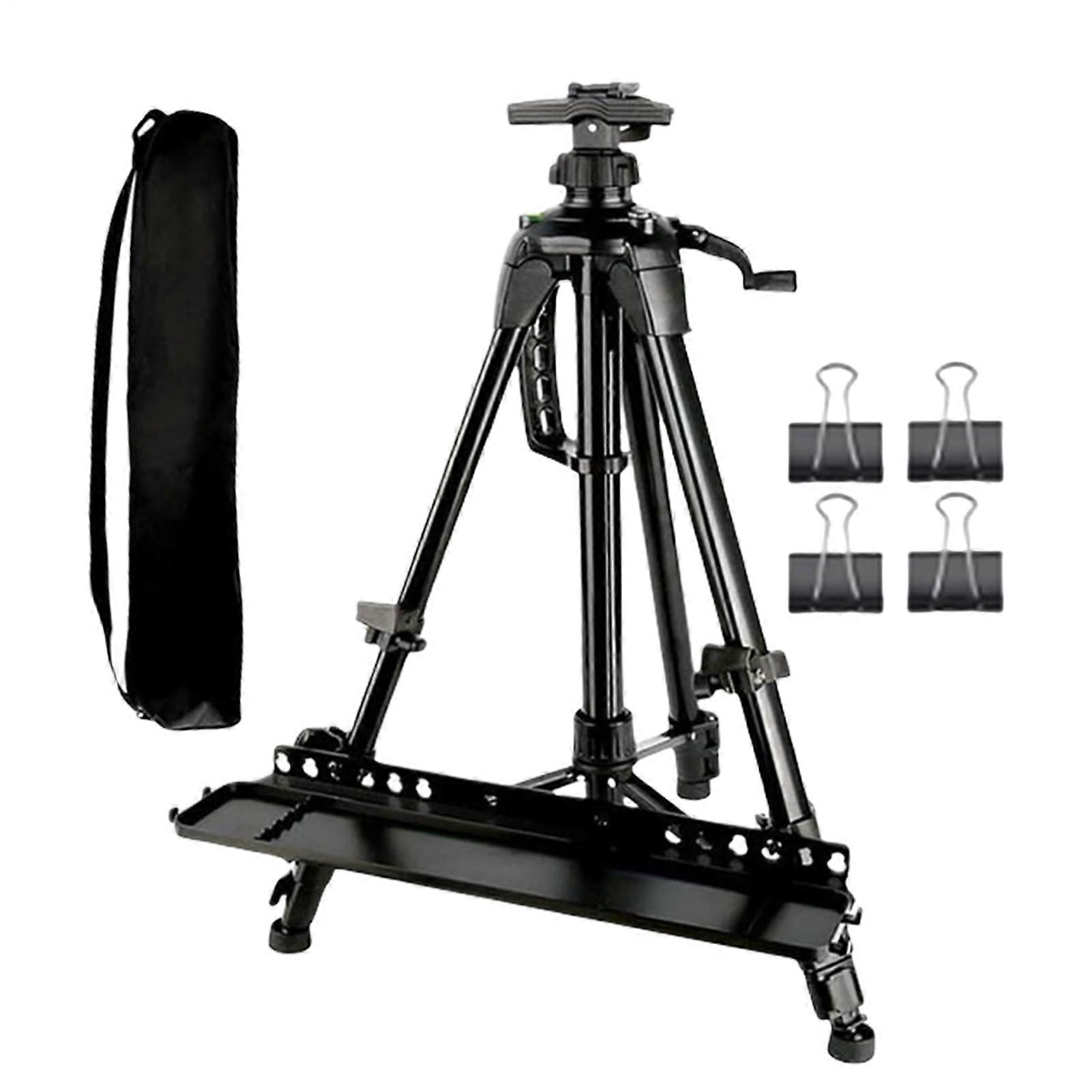 For Adults Height Adjustable Tripod Folding Metal Easel with Paint Tray Canvas Holder for Indoor and Outdoor Use, Table and Floor – For Teens