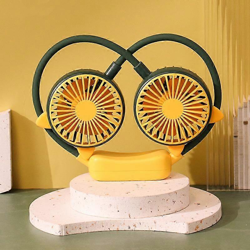 Portable Folding Mini Neck Fan Cat Ears Green