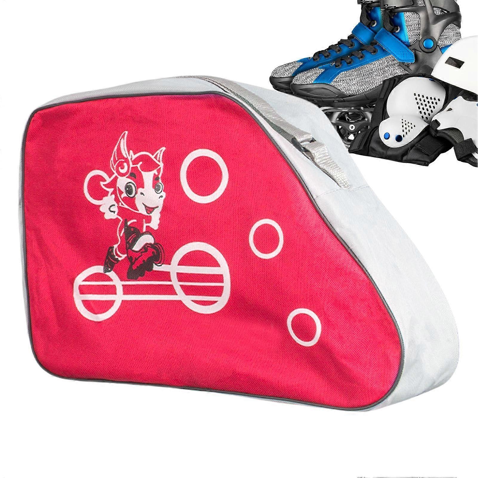 Skate Bag - Multifunctional Roller Skate Backpack with Zipper, Portable Skating Storage Bag for Boys and Girls, Red