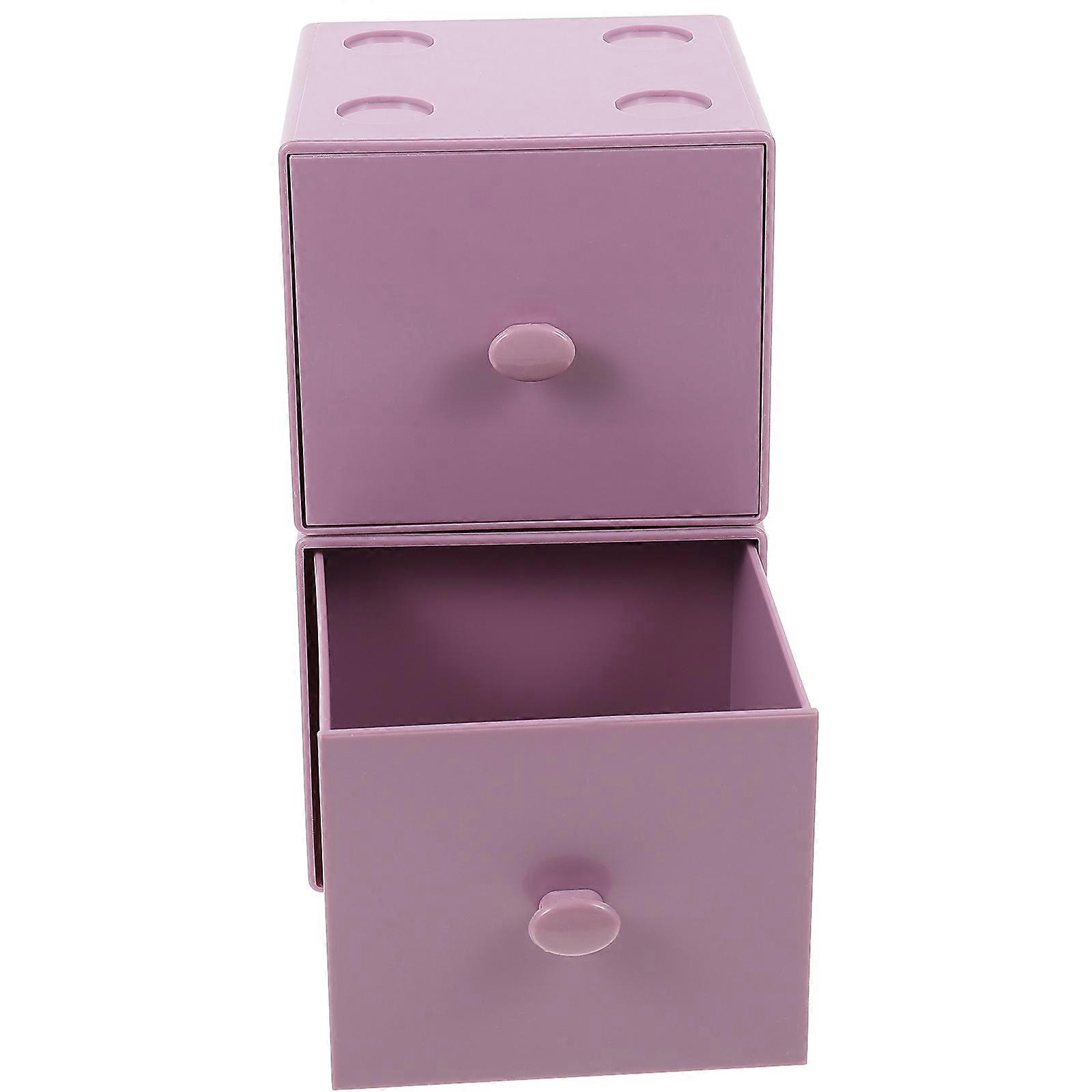 Drawers Organizer Storage Desk Organizers Space-Saving Stackable Material Study Use Purple 9.4X9.1X8.3 Cm 2Pcs