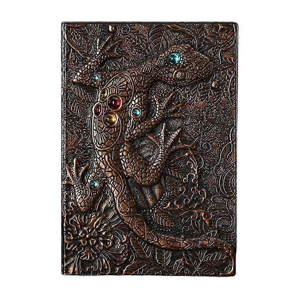 Exquisite Retro Leather Notepad Embossed Leather Cover Ribbon Page Tag A5 Notebook for Writers Artists Journalists Gifts