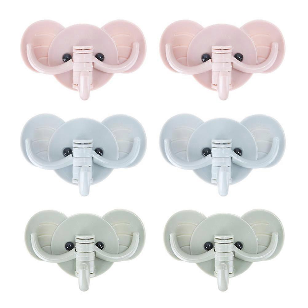 Kitchen Wall Hooks Elephant Shape PP Material Self Adhesive Hanging Hooks for Home Kitchen Bathroom 6Pcs