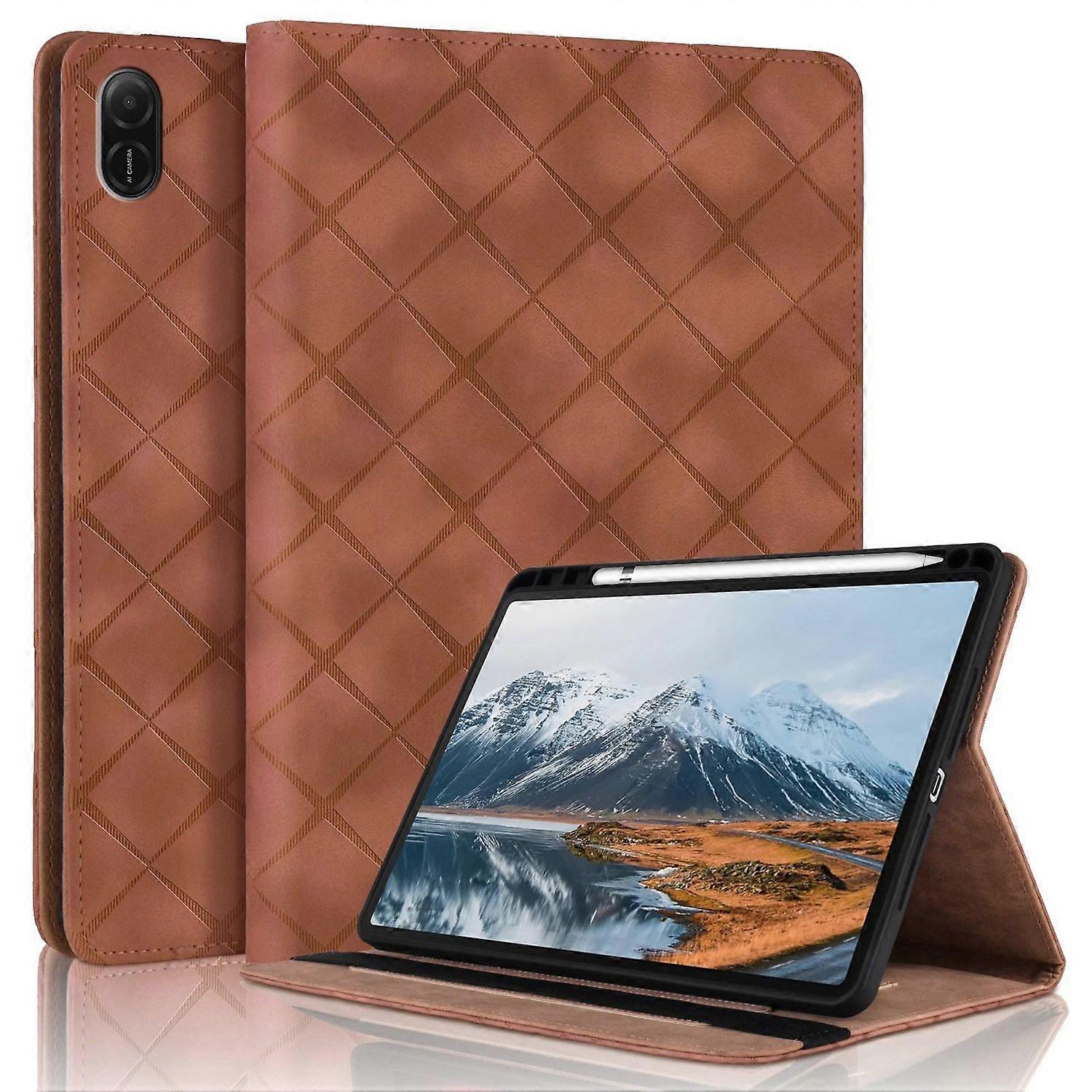 Embossed Leather Case For Honor Pad X9 2023 / X8 Pro - Brown