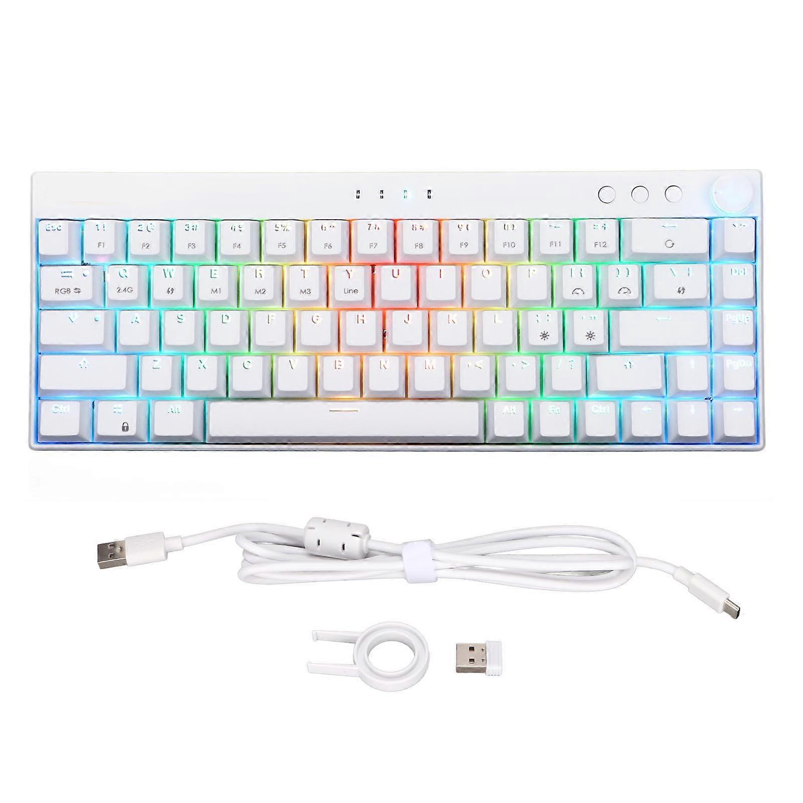 68 Keys Three Modes RGB Backlight 1800mAh Battery N Key Rollover White Mechanical Gaming Keyboard
