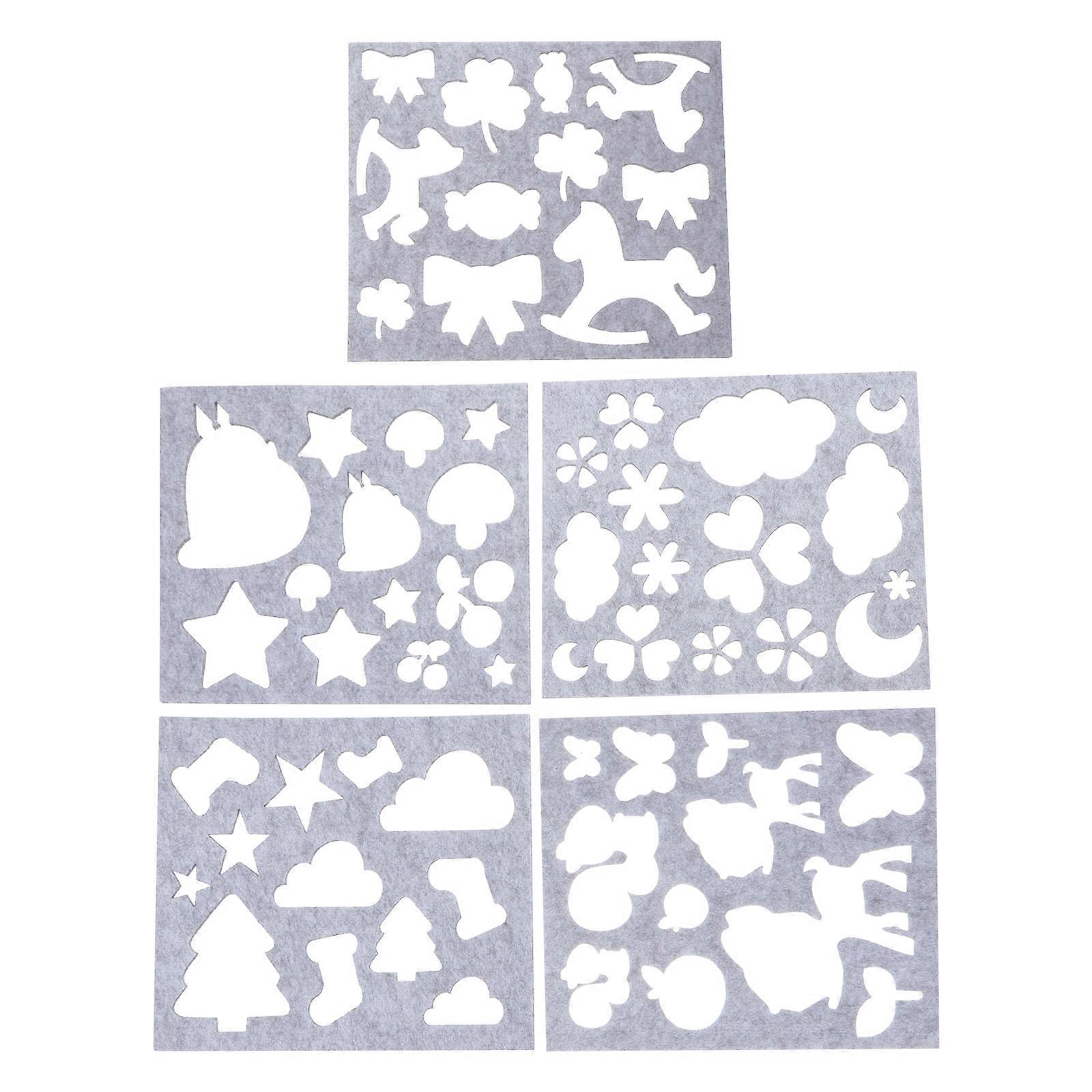 Needle Felting Stencil Cartoon Shapes Diy Tools For Family Time Craft Projects 5Pcs