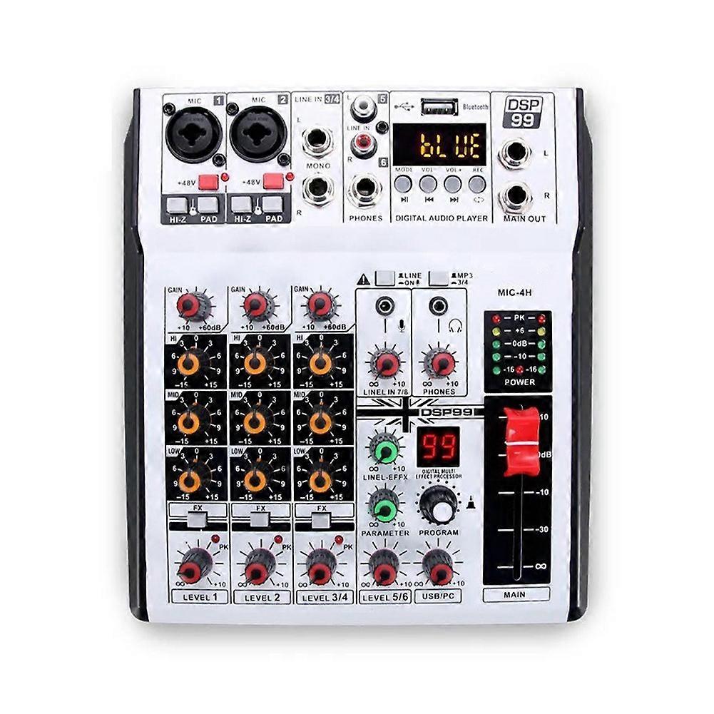 Professional Digital 4 Channel Audio Mixer Sound Mixing Console Stereo Mixers for DJ Recording Karaoke Bar EU Plug