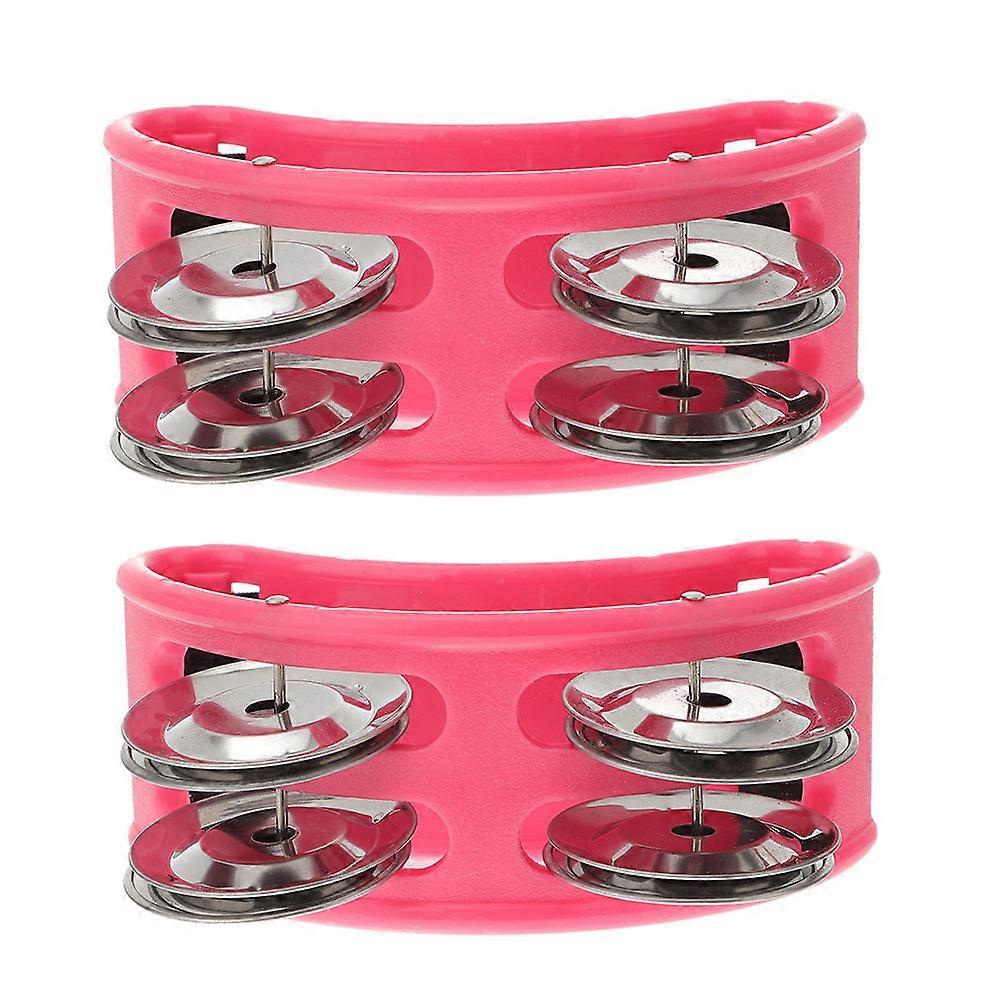 Foot Tambourine Musical Instrument Toy For Children Sound Creation Pink 10x4x4cm 2Pcs