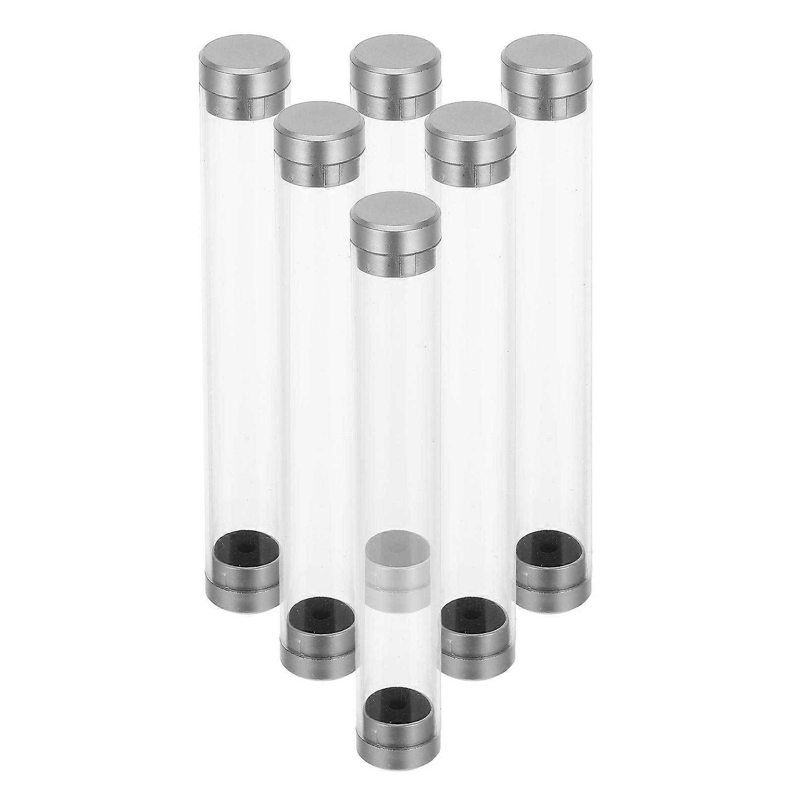 6pcs Transparent Pen Storage Box, Cylinder Tube for Fountain & Ballpoint Pens, Modern Organizer for School and Office Use