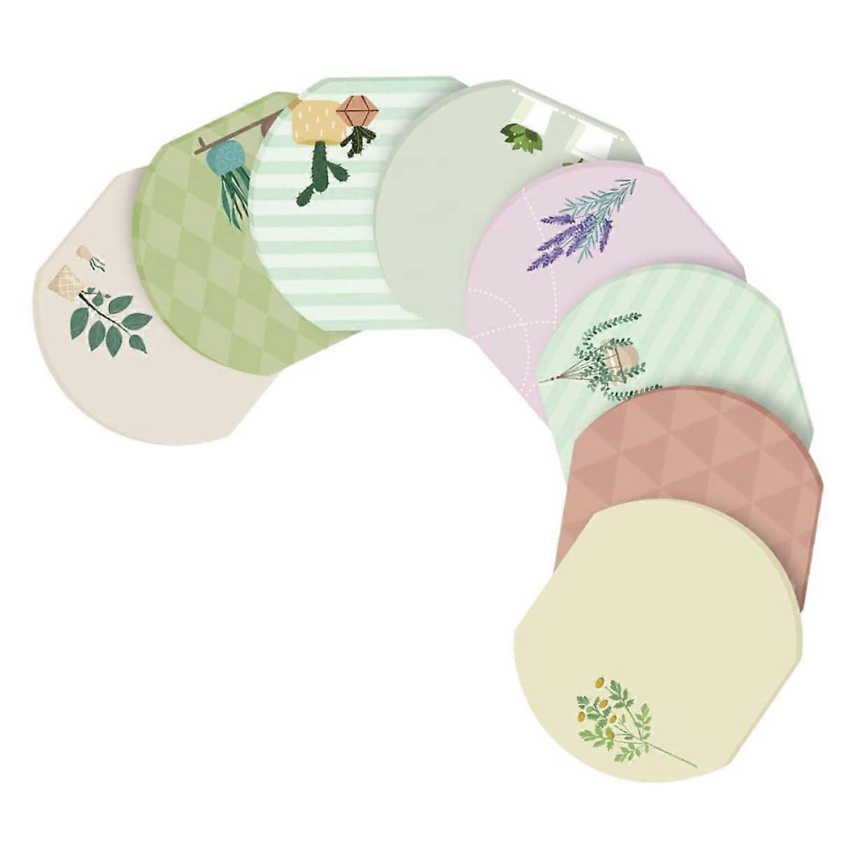 8piece selfadhesive notepad with plant design, practical and cute for office and school notes, ideal for teachers and women, portable and versatile.