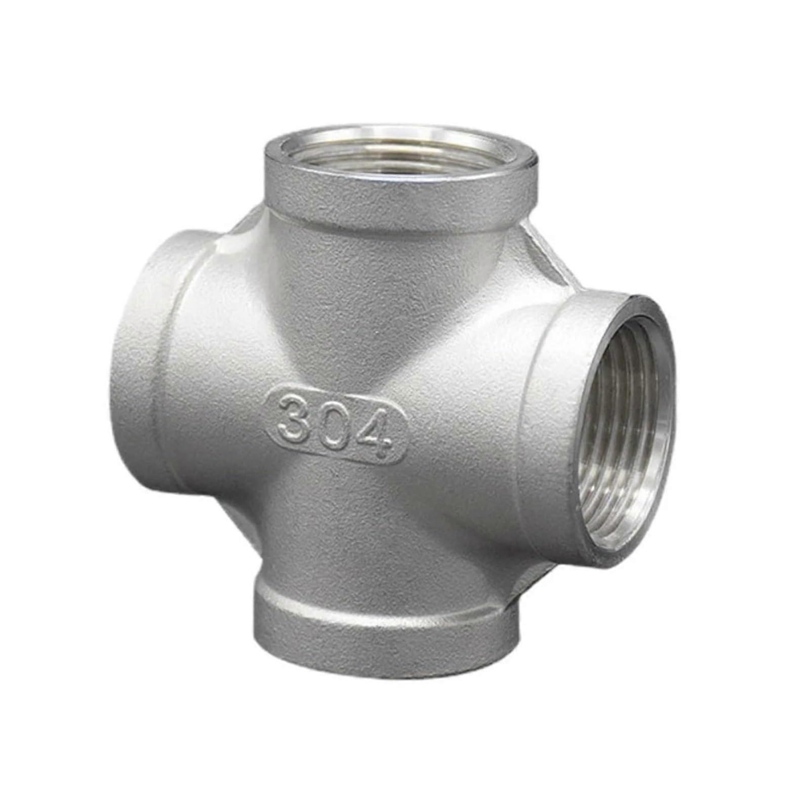 Pipe fittings 1/8 to 3/4 inch, 2.57.6 cm BSP NPT, cross4way, 201 304 316 SS (BSPT SS201, 5.1 cm)