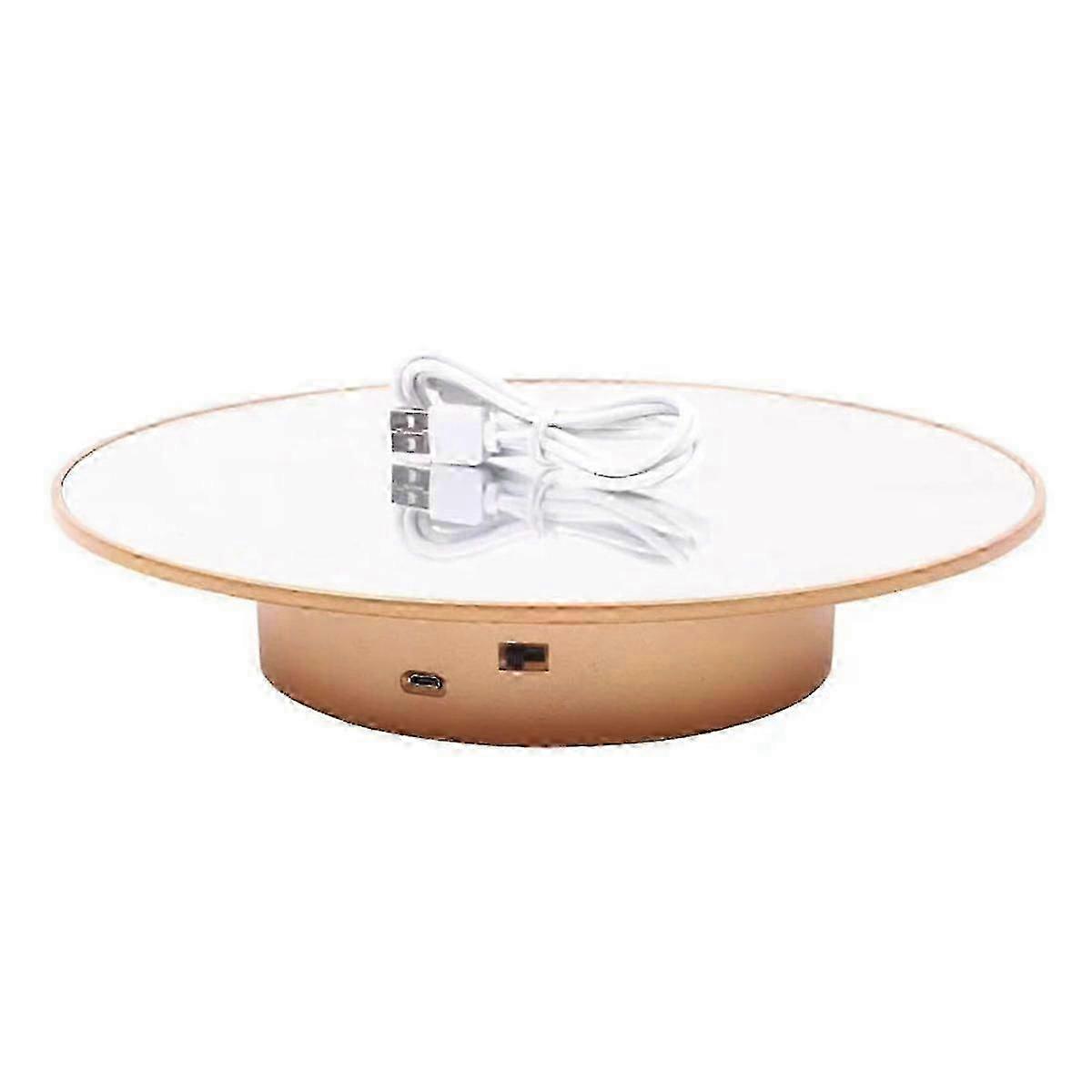 Motorized 360-Degree Turntable Display Stand for Mannequin Head & Wig - Electric Rotating Showcase with Elegant Golden Finish