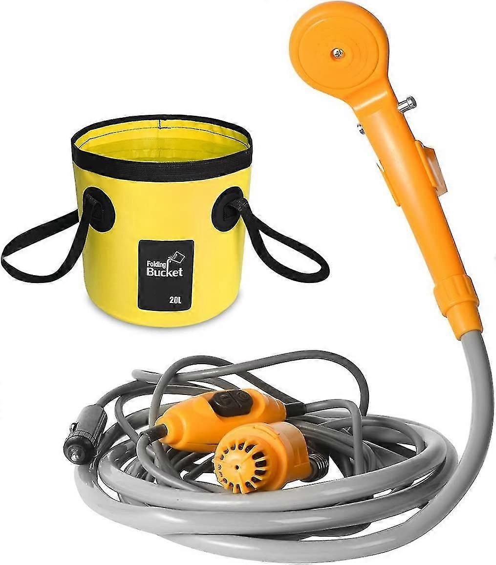 מקלחת חיצונית 12 V, מקלחת קמפינג, מקלחת ניידת, ערכת התקנת דלי מתקפל, תקע ראש מקלחת קמפינג חיצוני לרכב, נסיעות, גינה, חוף
