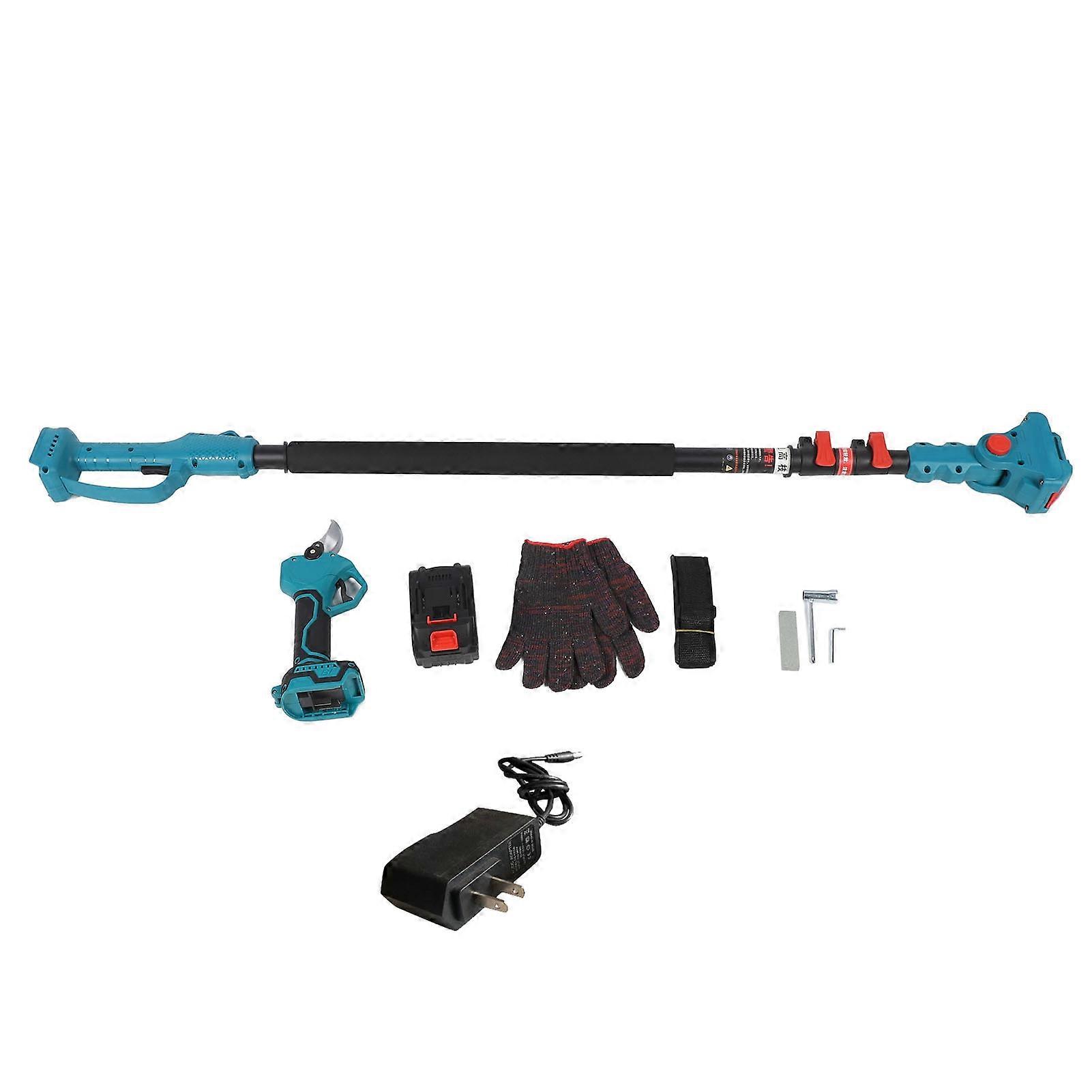 Electric Pruning Shear with Extension Pole Battery Powered Pruner 180 Degree Adjustable Head Tree Branch Cutter 110‑