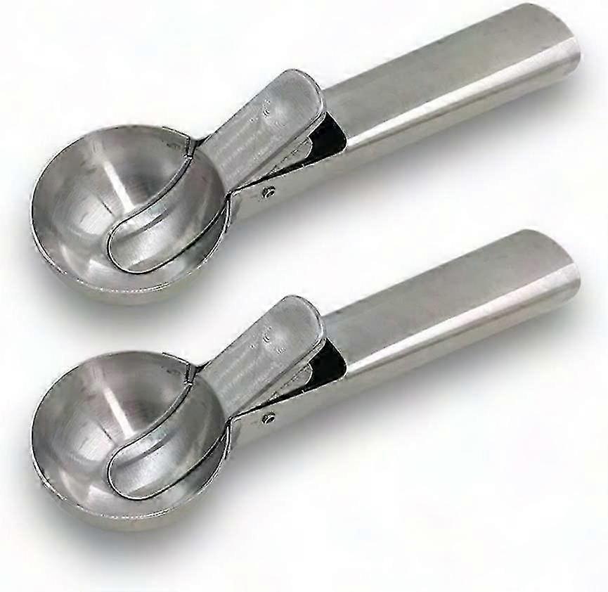 Paquet de 2 cuillères à crème glacée robustes avec gâchette, trempette à fruits et pastèque en acier inoxydable pour une utilisation en cuisine