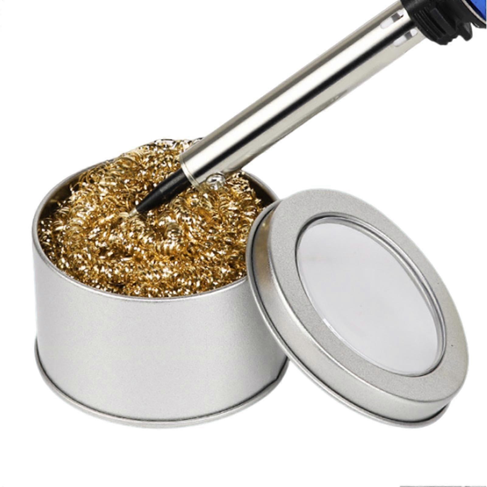 Soldering Cleaner Kit - Iron Tip Cleaner with Soldering Sponge, 6.5x6.5x4.2 cm, Yellow, Compatible with All Soldering Irons