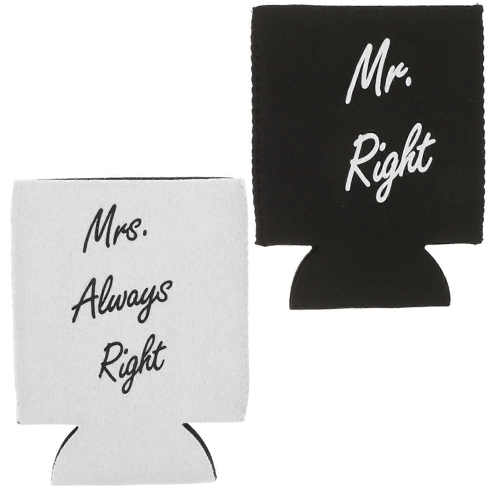 Hemoton 2pcs Neoprene Wedding Can Coolers Beverage Sleeves with Unique Printing for Bride and Groom Reusable Beer Can Holders