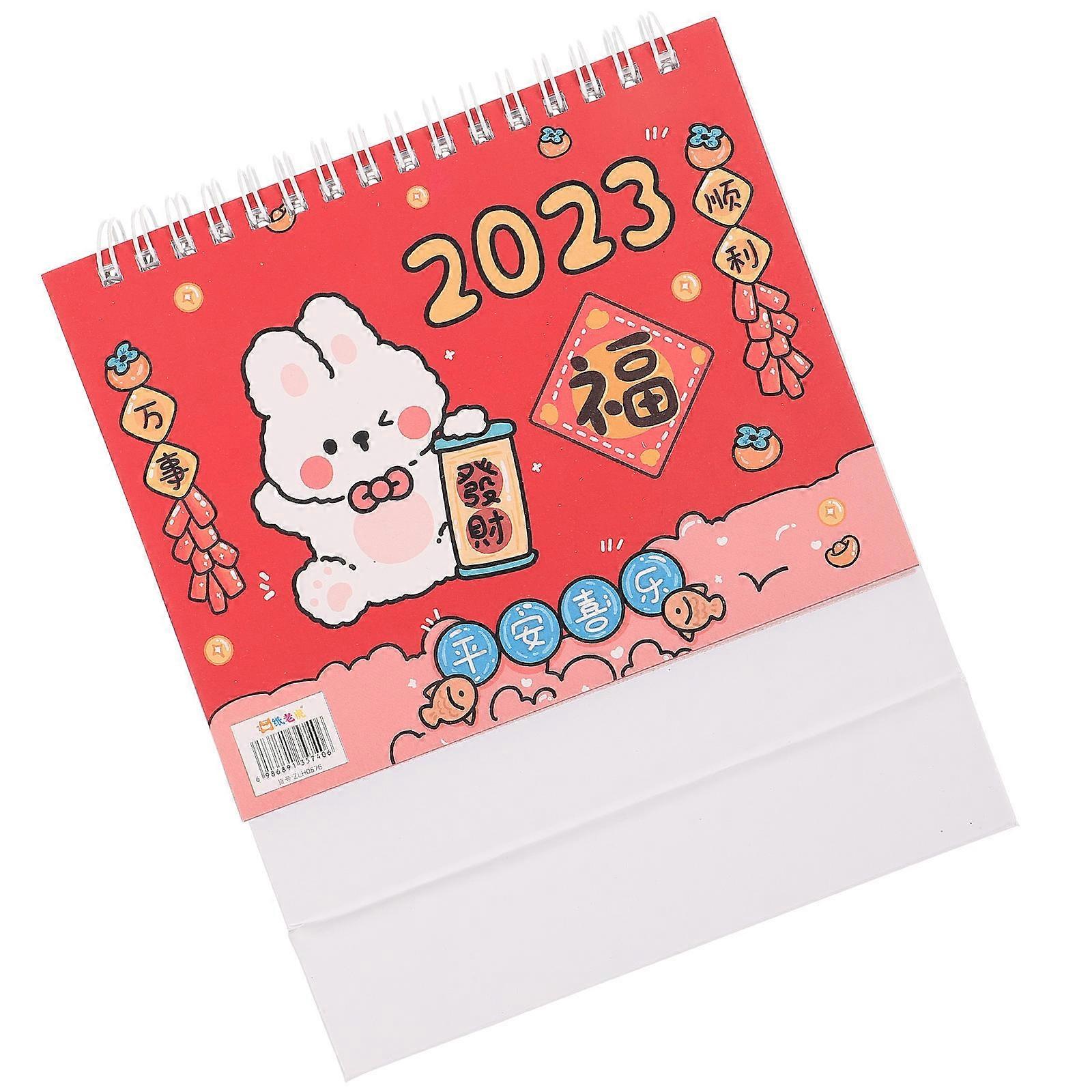 Rabbit Years Calendar Chinese New Year Gifts Office Use Rectangular Shape Paper Material 1Pack