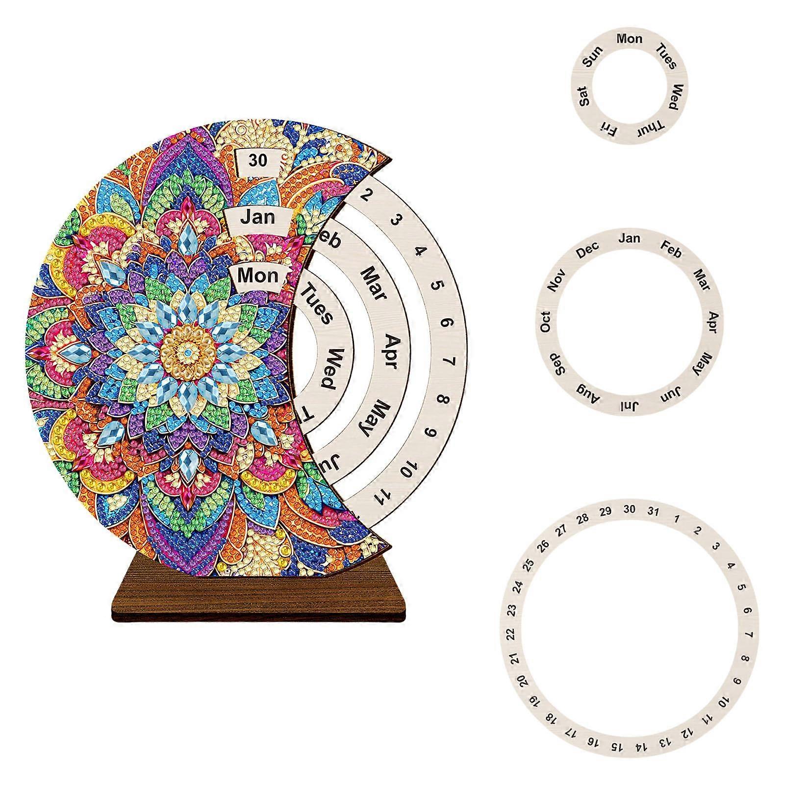 DIY Diamond Perpetual Calendar Set, Diamond Painting Table Decoration, Colorful Calendar Ornaments for Home and Christmas