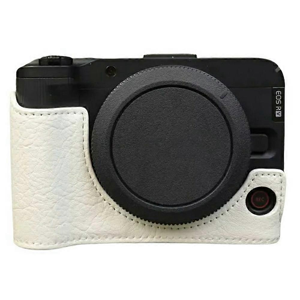 For Canon EOS R50 V Buffalo Texture PU Leather Bottom Case Half Body Camera Cover with Battery Openi
