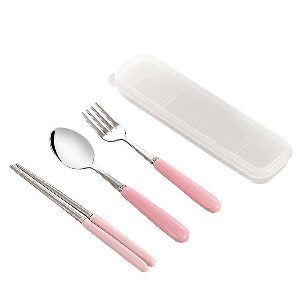 Travel Utensils With Case Cute Pink Tableware Set For Camping 1Set