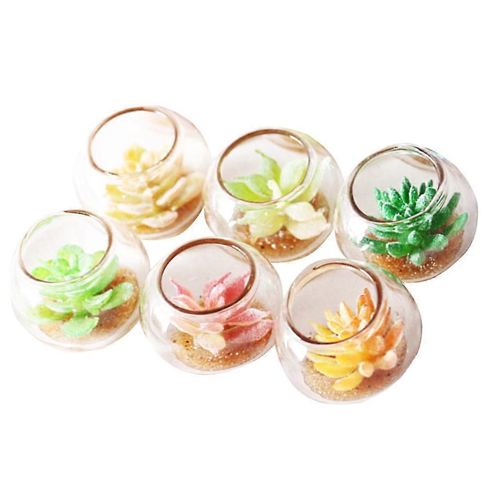 Small Fake Succulents Mini Succulent Accessories Kid's Home Decoration 0.79X0.79X0.79in 6Pcs