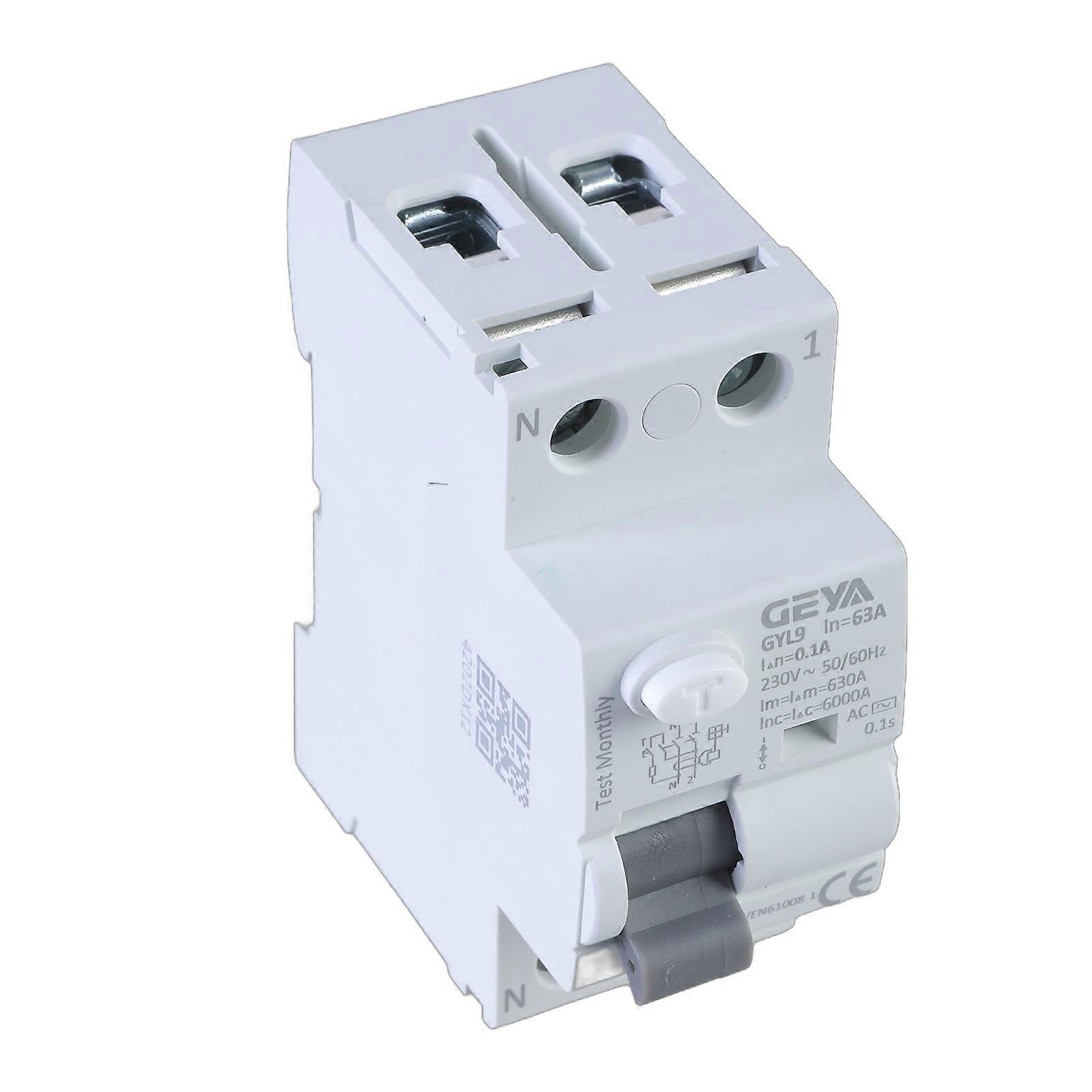 30/100/300mA Electromagnetic Residual Current Circuit Breaker 2P 63A Residual Current Device Replacement Safety Switches Multicolor