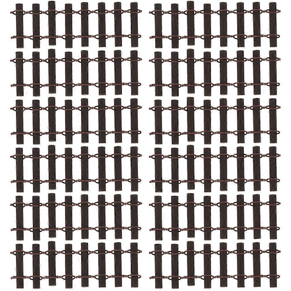 Mini House Decor Fence in Coffee Color for Decoration with Delicate Detail and Good Workmanship 12Pcs