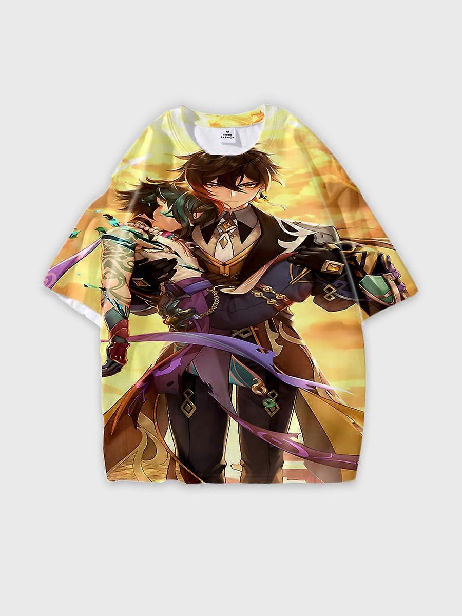 T-shirt round neck Role Pattern loose short sleeve D243