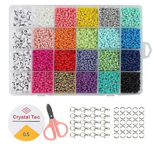 24-grid DIY set with colored rice beads - 3 mm rice beads with letters